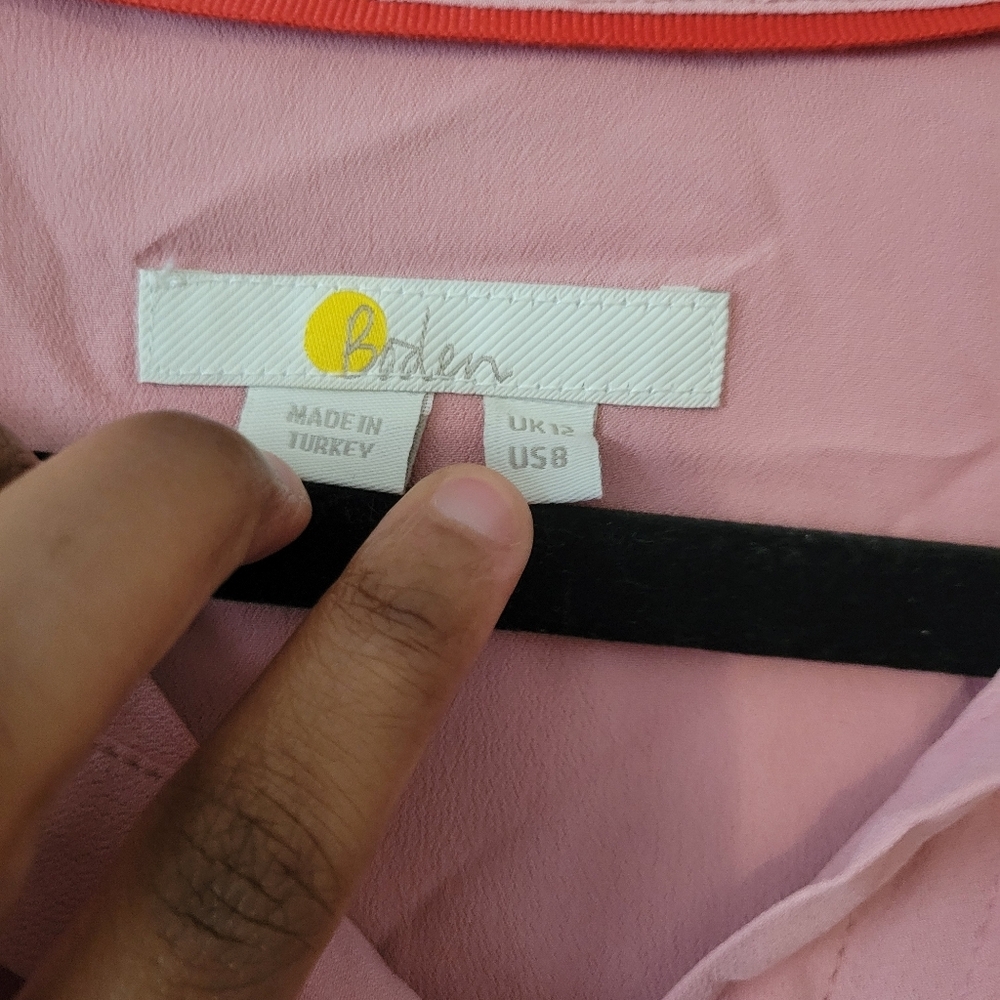 Boden Pleated Bohemian Blush Petal Pink Button-Up Blouse Top. Size M Nwot - Picture 7 of 9